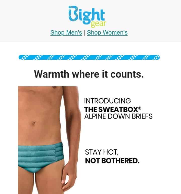 Bight Gear Sweatbox Alpine Down Briefs - Climbing April Fools - climbernews