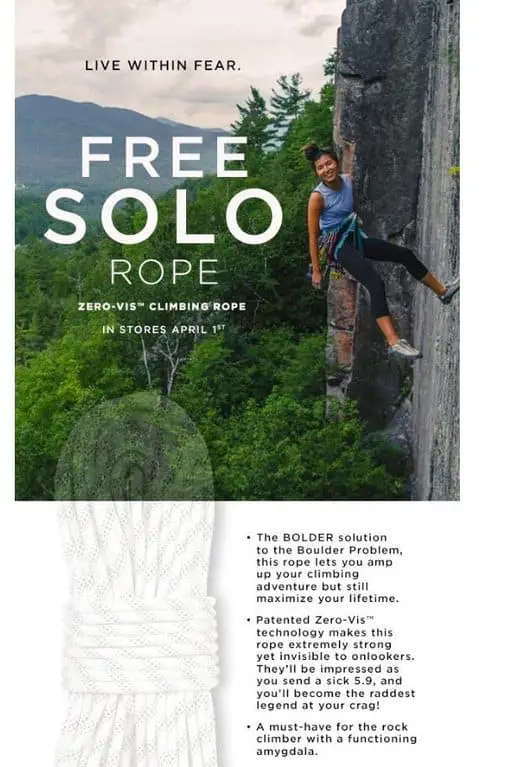 New Free Solo Invisible rope - Climbing April Fools - climbernews