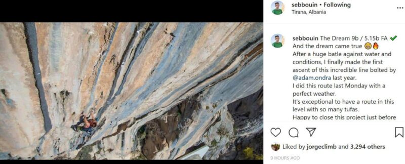 Seb Bouin Makes First Ascent of The Dream 9b - Bolted by Adam Ondra - Climber News