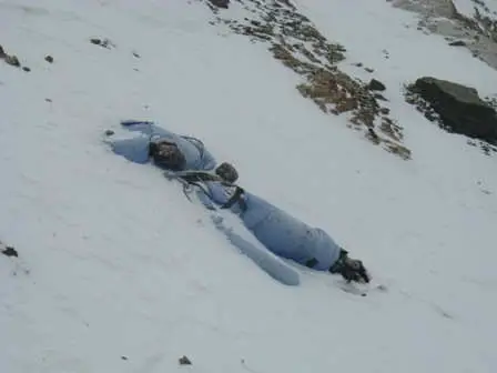 Dead Bodies On Everest - Body Buried in Snow Bank