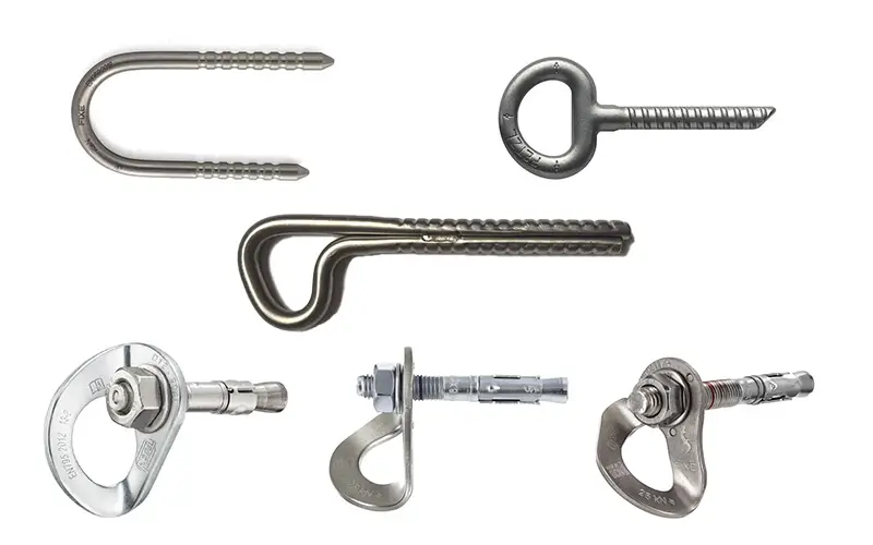 Different Types Of Climbing Bolt - Glue in staple, single leg, expansion bolts