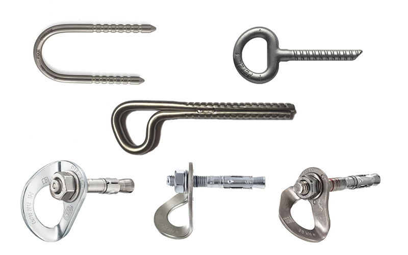 Different Types Of Climbing Bolt - Glue in staple, single leg, expansion bolts